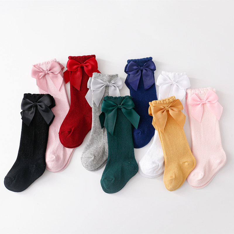 Baby Sock Oximeter - Lawadka 綿キッズガールズソックス弓ニーハイプリンセス子供の靴下女の子幼児ベビーロング靴下秋 0-7 年